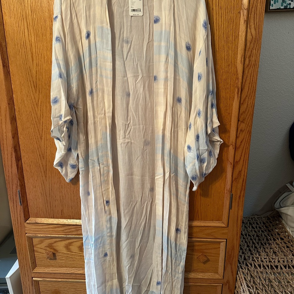 Free People Laurel Canyon Blue and White Kimono, OS, NWT